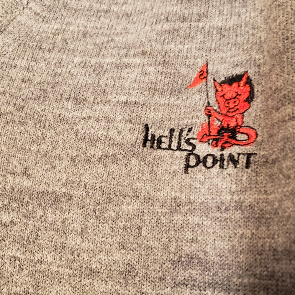 Vintage Pinup Sweater. Gray with Devil Embroidery.